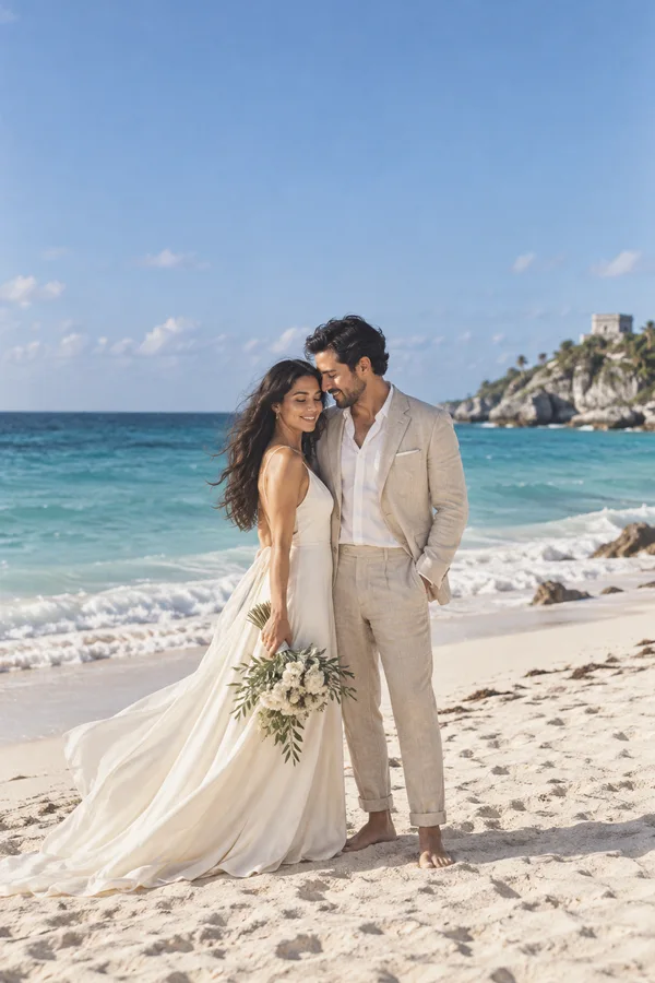 Pareja ficticia junto al mar, imagen creada para la muestra Cielo.